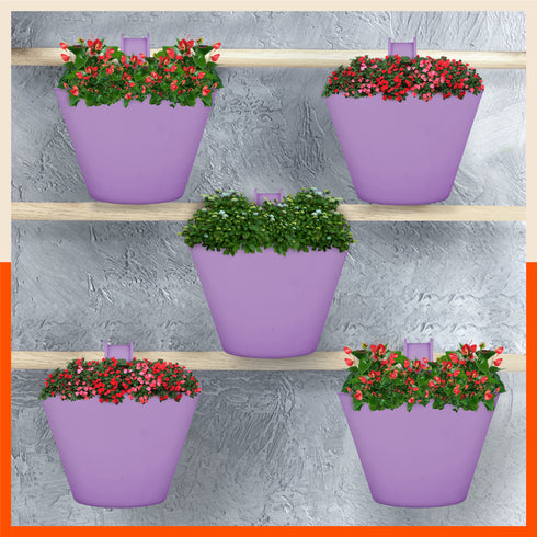 KAI Hanging Oval Planters For Home (Lavender - Set of 5)
